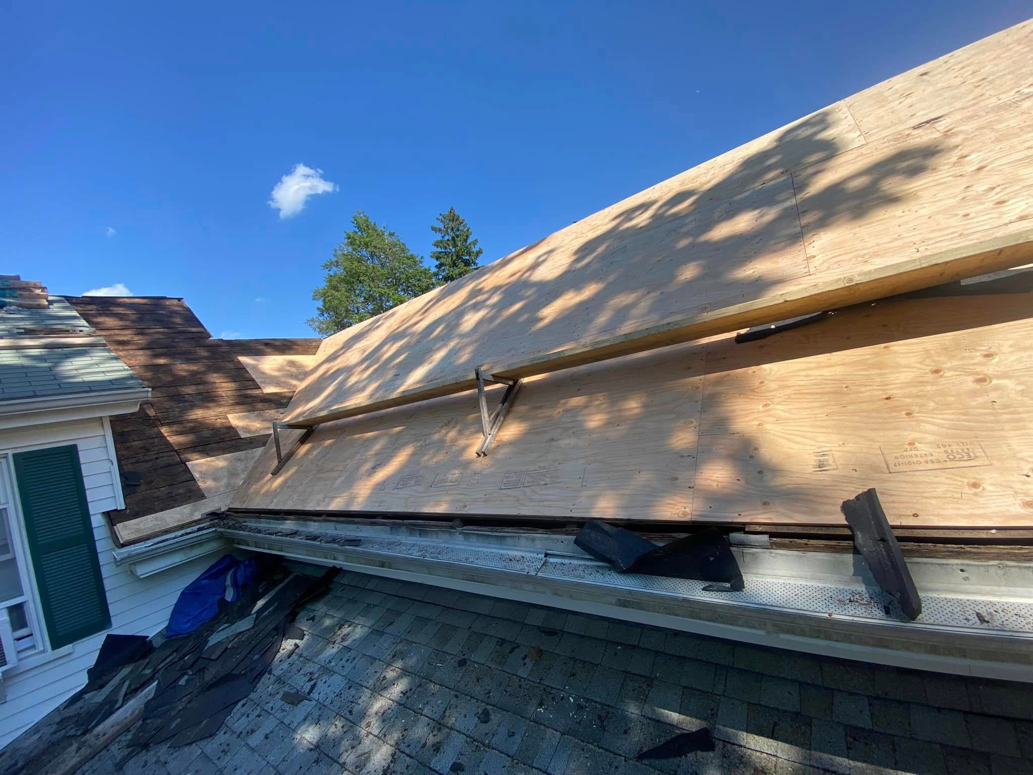 Roof sheathing during replacement